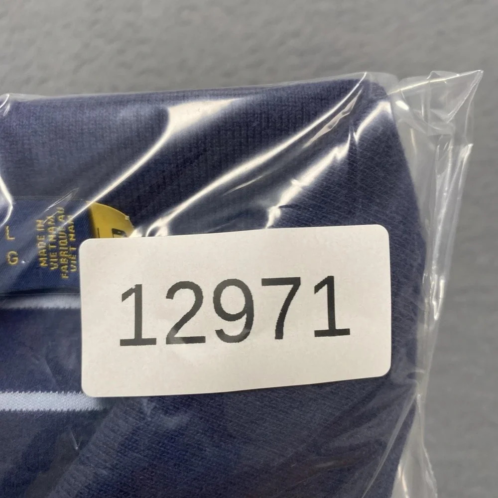 Polo Ralph Lauren Polo Shirt Mens Large Blue White Stripe 100% Cotton Pony Logo